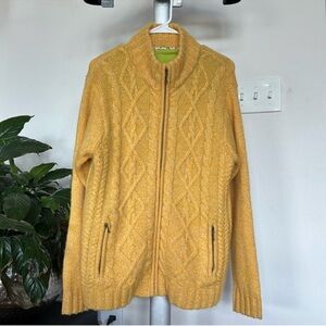 Carraig Donn Fisherman Irish Wool Knit Sweater Cardigan Jacket Sz L Full Zip